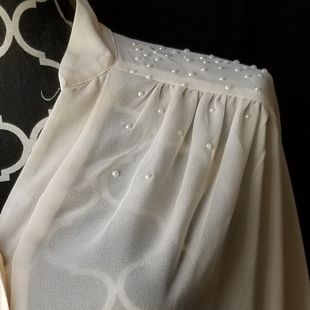Cream blouse with pearl detail